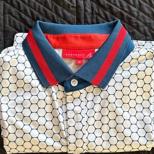 Men's Blue and Red Hexagon Pattern Shirt